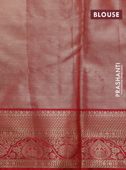 Bangalori tissue silk saree gold and red with allover silver zari woven brocade pattern and zari woven border