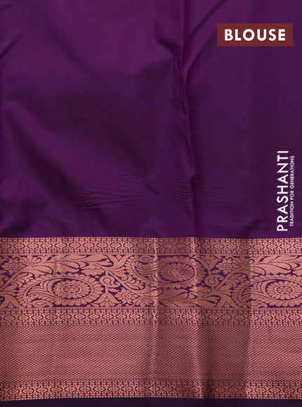 Bangalori silk saree cs blue and purple with allover copper zari woven brocade pattern and copper zari woven border