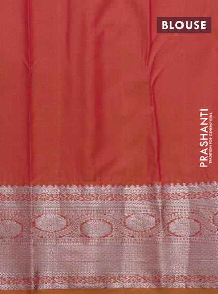 Bangalori silk saree cream and dual shade of pinkish yellow with allover zari weaves and zari woven border