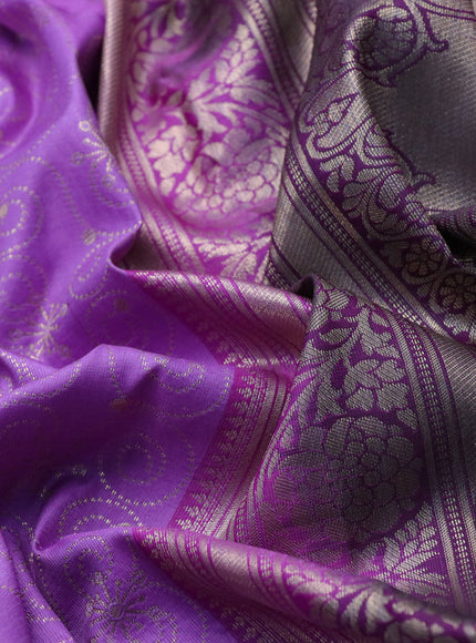 Bangalori silk saree lavender shade and deep purple with allover zari weaves and zari woven border