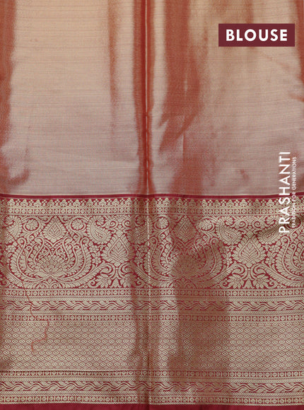 Bangalori tissue silk saree light blue and maroon with allover silver zari weaves and long zari woven border