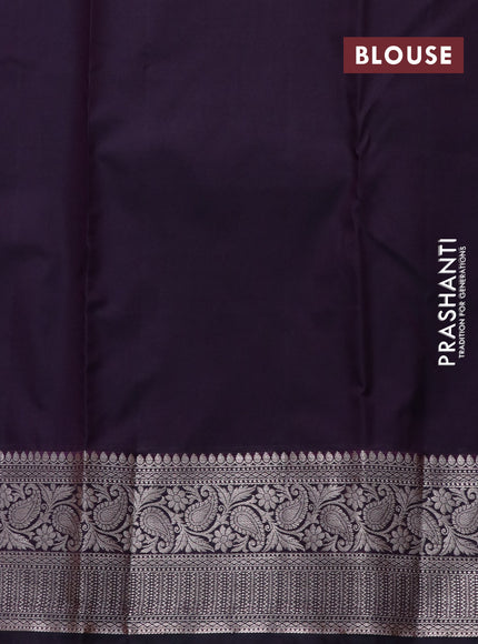 Bangalori silk saree lavender shade and deep jamun shade with allover silver zari weaves and silver zari woven border