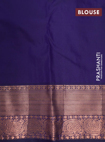 Bangalori silk saree grey and dark blue with allover copper zari woven brocade pattern and zari woven border