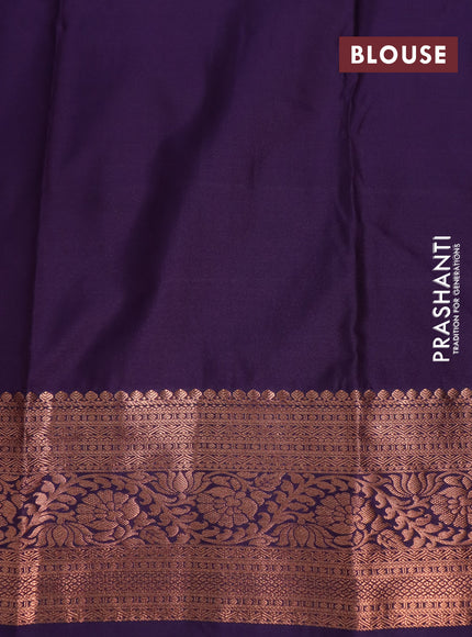 Bangalori silk saree lotus pink and deep violet with allover copper zari weaves and zari woven border