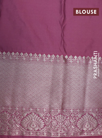 Bangalori silk saree cs blue and mauve pink with allover zari weaves and long zari woven border