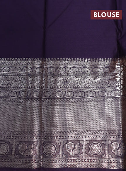 Bangalori silk saree mustard yellow and deep jamun shade with allover silver zari weaves and long zari woven border