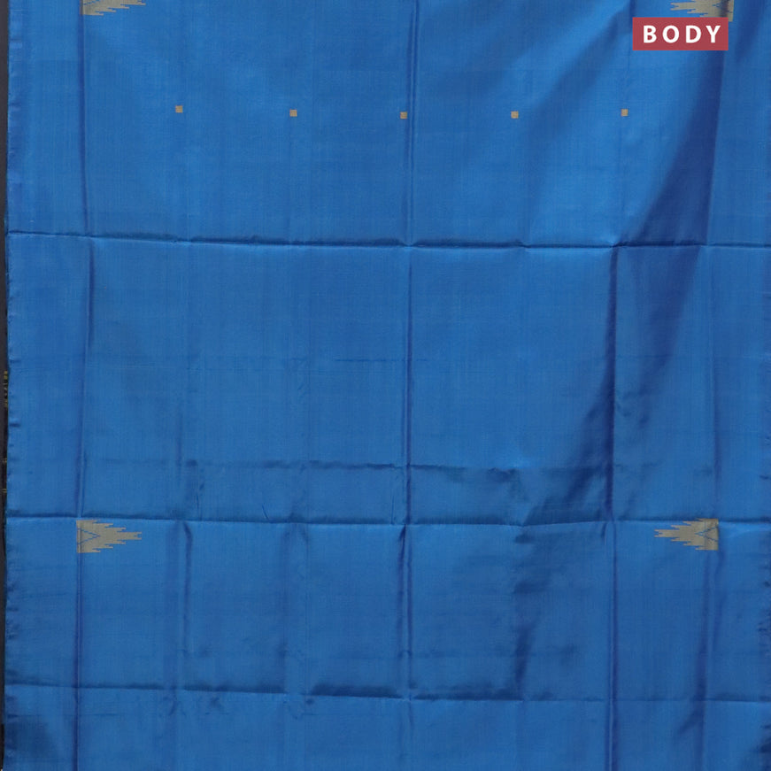 Banana pith saree cs blue and deep jamun shade with thread woven buttas in borderless style