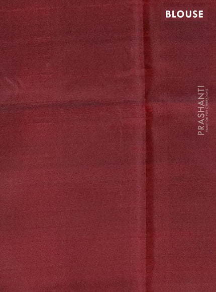 Banana pith saree dual shade of red and maroon shade with thread woven buttas in borderless style