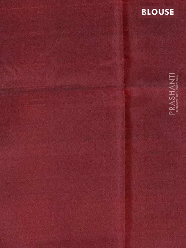 Banana pith saree dual shade of red and maroon shade with thread woven buttas in borderless style