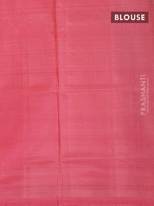 Banana pith saree dual shade of teal green and pink with thread woven buttas in borderless style