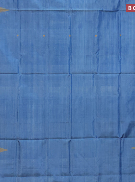 Banana pith saree light blue and deep jamun shade with thread woven buttas in borderless style