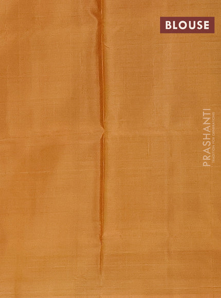 Banana pith saree dual shade of pinkish mustard and mustard yellow with thread woven buttas and contrast border