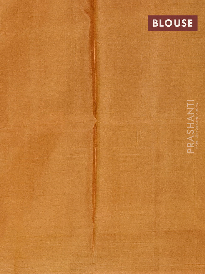 Banana pith saree dual shade of pinkish mustard and mustard yellow with thread woven buttas and contrast border