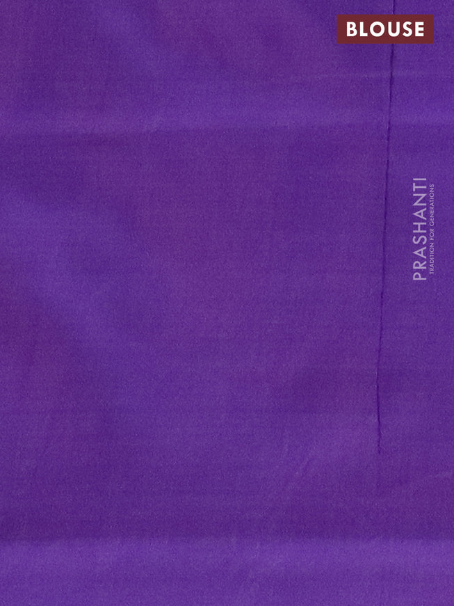 Banana pith saree cs blue and deep violet with thread woven buttas in borderless style