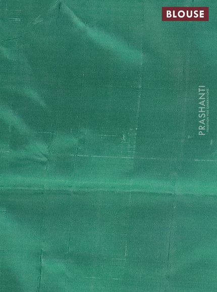 Banana pith saree pastel green and green with thread woven buttas in borderless style