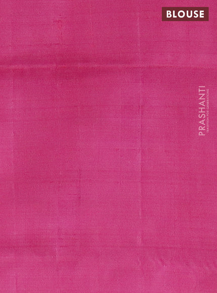 Banana pith saree dual shade of teal bluish mustard and magenta pink with thread woven buttas in borderless style