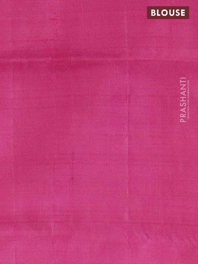 Banana pith saree dual shade of teal bluish mustard and magenta pink with thread woven buttas in borderless style