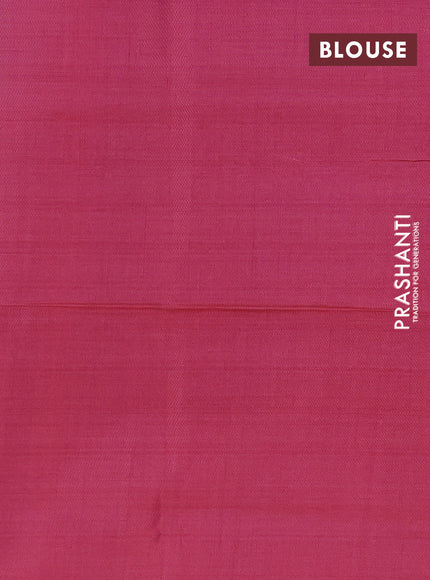 Banana pith saree dual shade of beigish green and reddish pink with thread woven buttas in borderless style