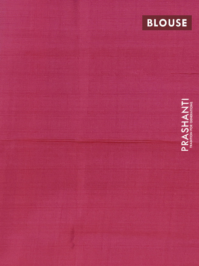 Banana pith saree dual shade of beigish green and reddish pink with thread woven buttas in borderless style