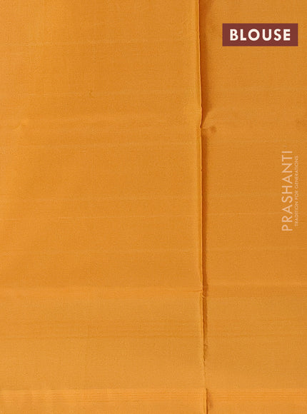 Banana pith saree pinkish orange and mango yellow with allover checked pattern and contrast border