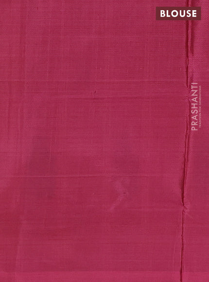 Banana pith saree mustard yellow and pink with thread woven buttas in borderless style