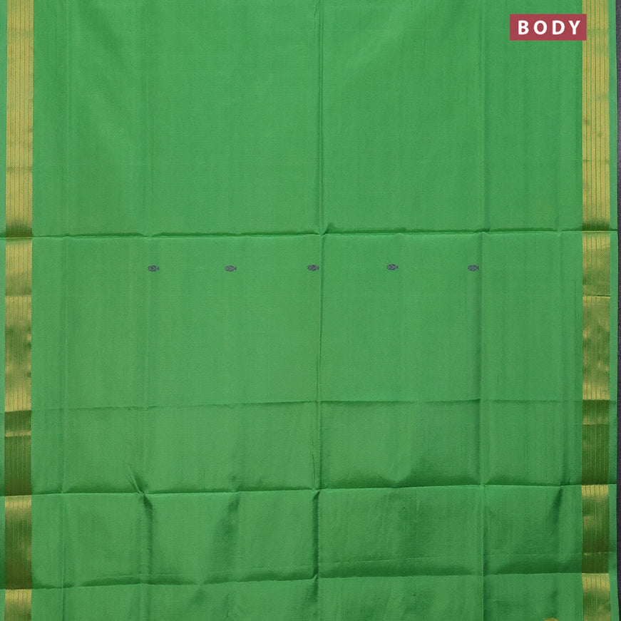 Banana pith saree light green and purple with thread woven buttas and zari woven border