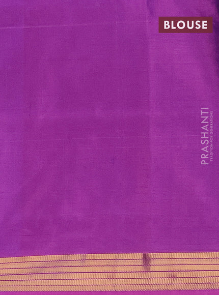 Banana pith saree light green and purple with thread woven buttas and zari woven border