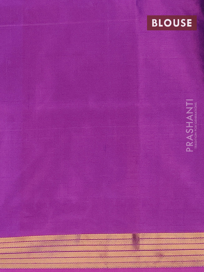 Banana pith saree light green and purple with thread woven buttas and zari woven border