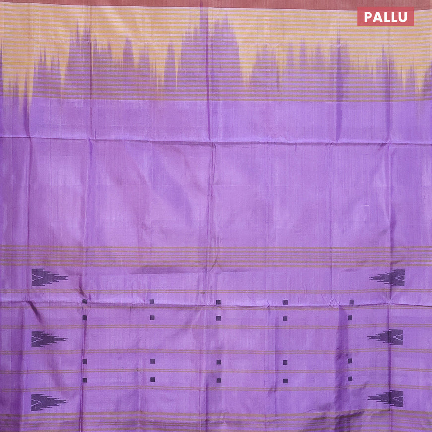 Banana pith saree pastel maroon shade and lavender shade with thread woven buttas in borderless style