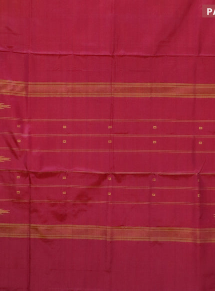 Banana pith saree orange and reddish pink with thread woven buttas in borderless style