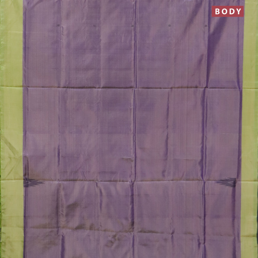 Banana pith saree lavender shade and light green with thread woven buttas in borderless style