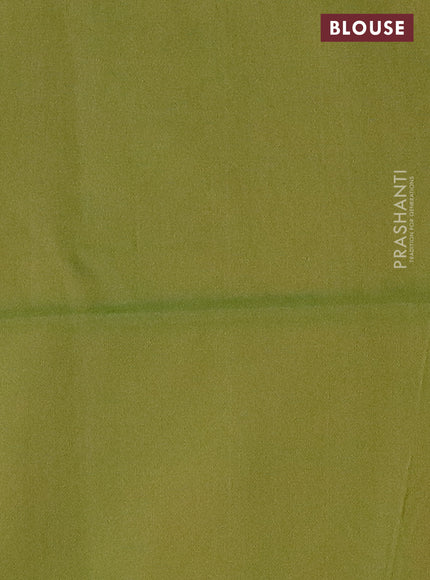 Banana pith saree green and mustard green with thread woven buttas in borderless style