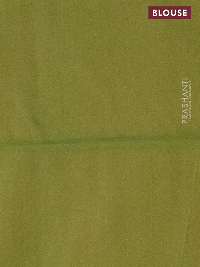 Banana pith saree green and mustard green with thread woven buttas in borderless style