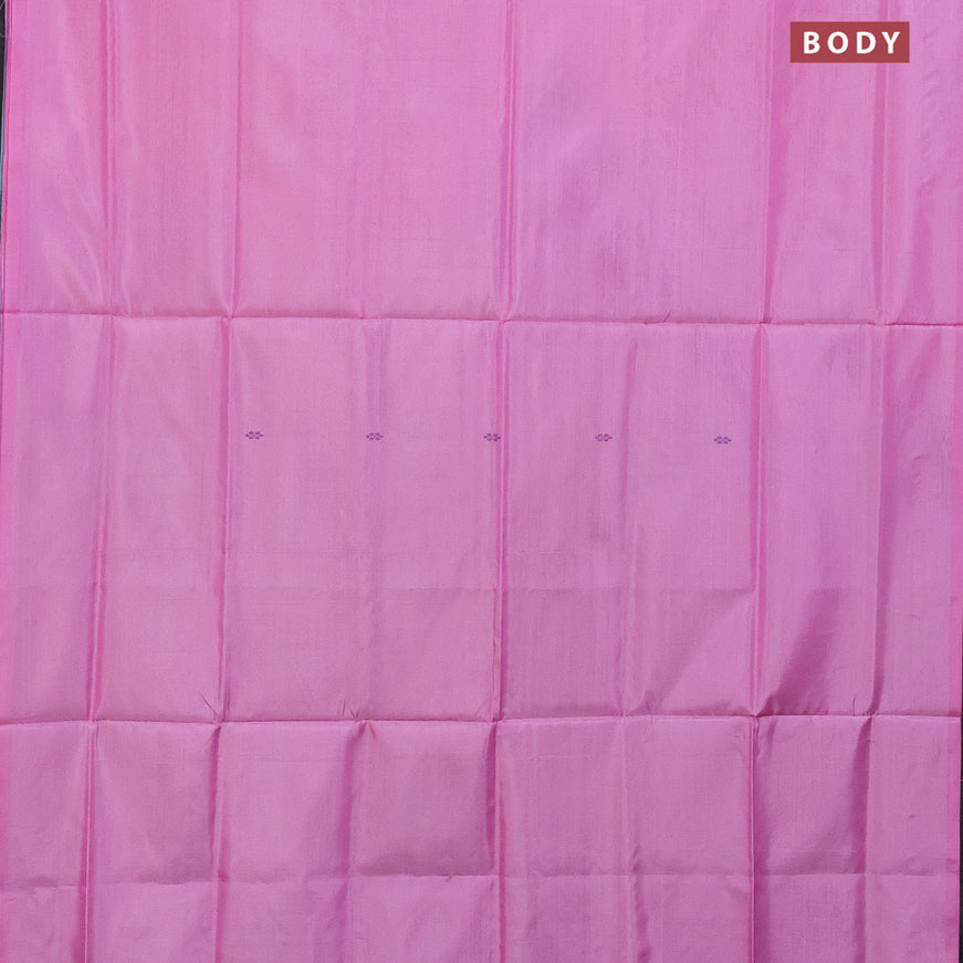 Banana pith saree light pink and teal green with thread woven buttas in borderless style