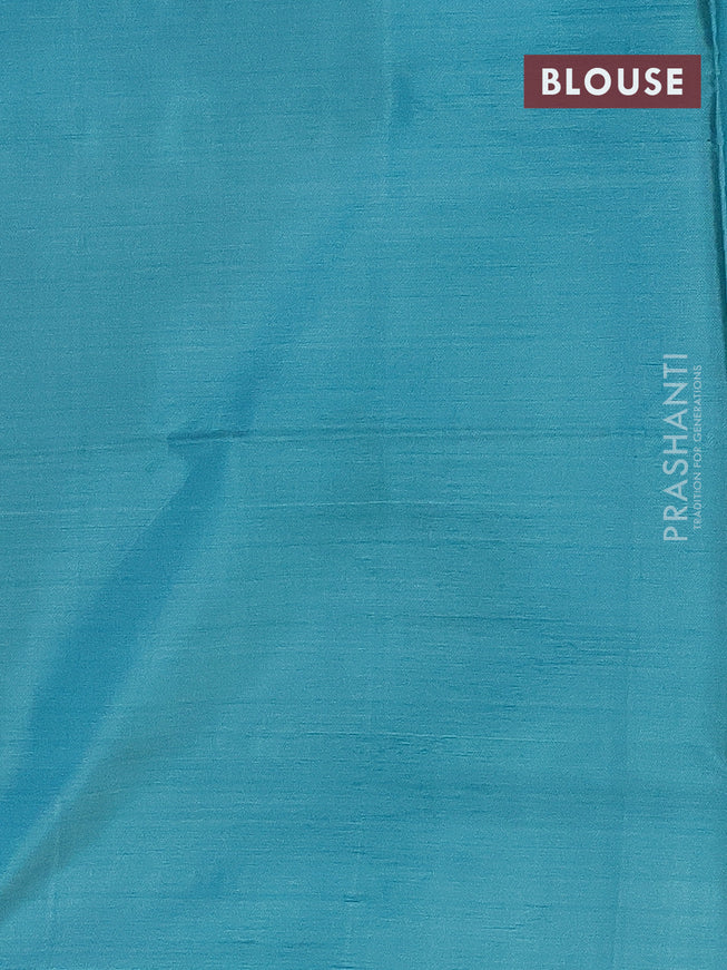 Banana pith saree light pink and teal green with thread woven buttas in borderless style