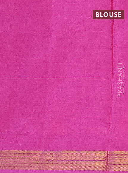 Banana pith saree mustard green and pink with thread woven buttas and zari woven border