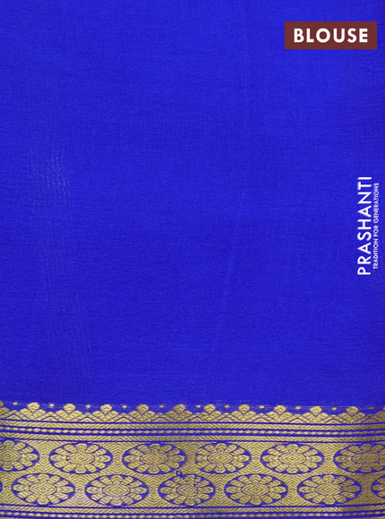 Pure mysore silk saree green and royal blue with plain body and zari woven border