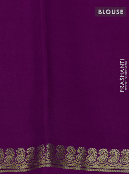 Pure mysore silk saree purple with plain body and paisley zari woven border