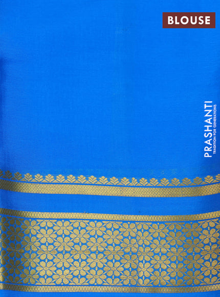 Pure mysore silk saree dark pink and cs blue with plain body and zari woven border