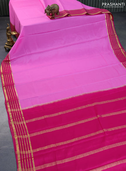 Pure mysore silk saree light pink and pink with plain body and zari woven border