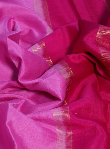 Pure mysore silk saree light pink and pink with plain body and zari woven border