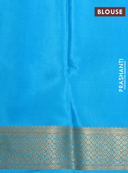 Pure mysore silk saree light blue and teal blue with zari woven buttas and zari woven border