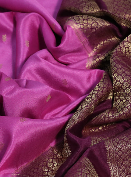 Pure mysore silk saree mauve pink and wine shade with zari woven buttas and zari woven border