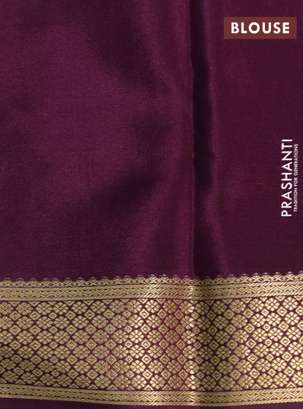 Pure mysore silk saree mauve pink and wine shade with zari woven buttas and zari woven border