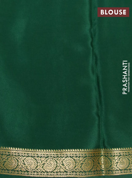 Pure mysore silk saree mango yellow and dark green with allover zari woven buttas and zari woven border