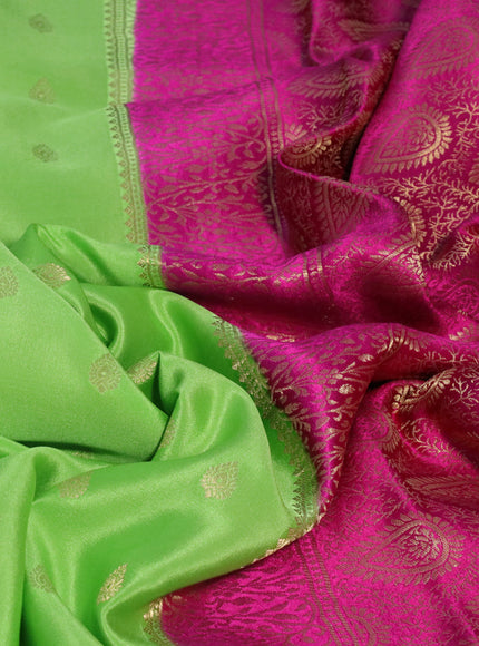 Pure mysore silk saree light green and pink with allover zari woven buttas and zari woven border