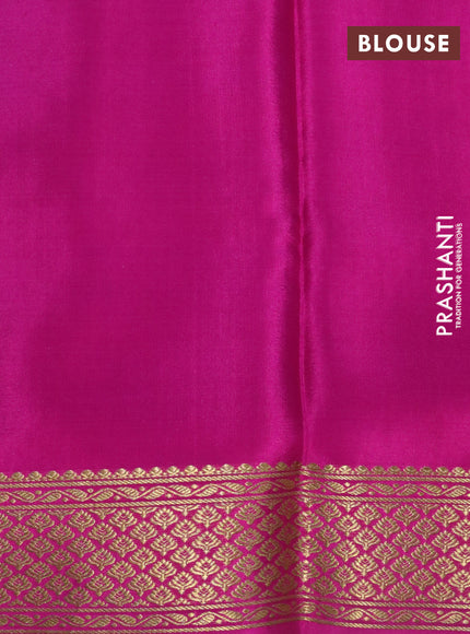 Pure mysore silk saree teal blue and pink with allover zari woven checked pattern and zari woven border