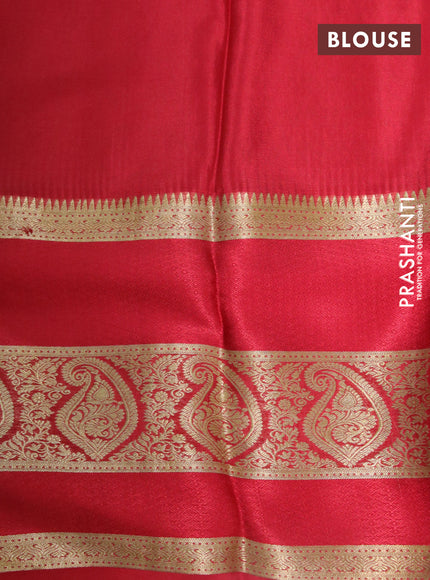 Pure mysore silk saree bottle green and red with allover zari woven brocade weaves and long rettapet zari woven border