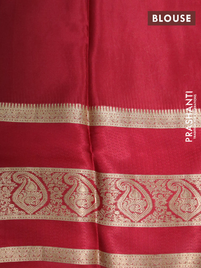 Pure mysore silk saree green and maroon with allover zari woven brocade weaves and long rettapet zari woven border