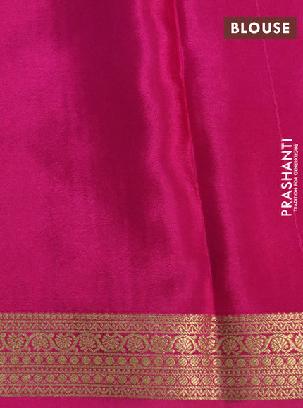 Pure mysore silk saree dark coffee brown and pink with allover zari checked pattern and zari woven border